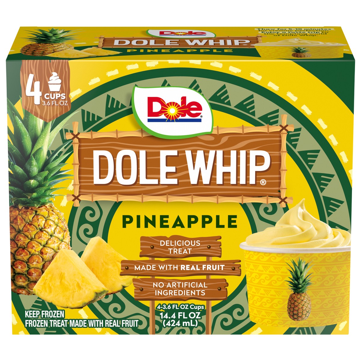 slide 2 of 10, Dole Whip Frozen Treat, Pineapple, 4-3.6 Fl Oz, 4 ct; 3.6 oz