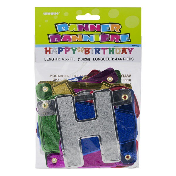 slide 1 of 1, Unique Industries Happy Birthday Banner, 1 ct