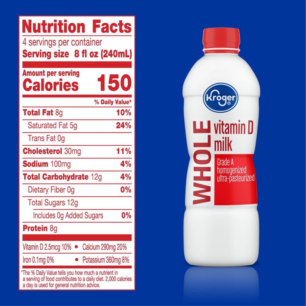 slide 3 of 4, KrogerVitamin D Whole Milk, 1 qt