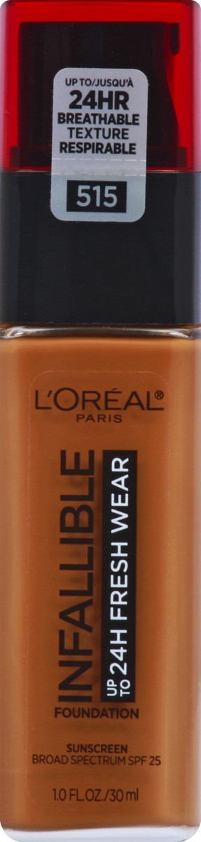 slide 1 of 8, L'Oréal Infallible 515 Copper Fresh Wear Broad Spectrum SPF 25 Foundation 1.0 fl oz, 1 oz