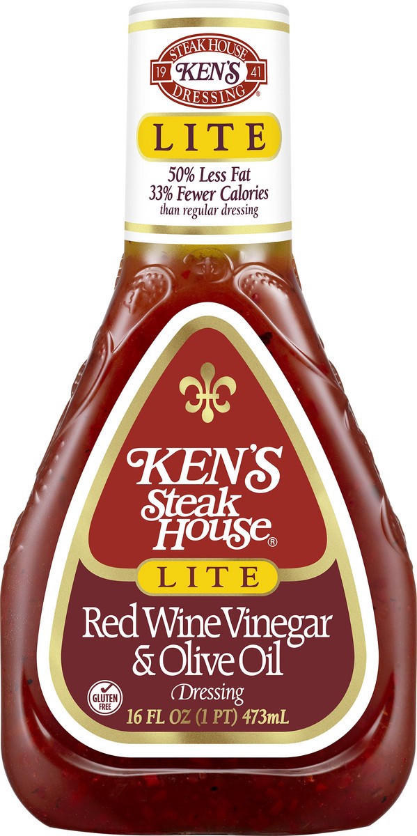 slide 8 of 10, Ken's Steak House Lite Dressing Red Wine Vinegar & Olive Oil, 16 fl oz