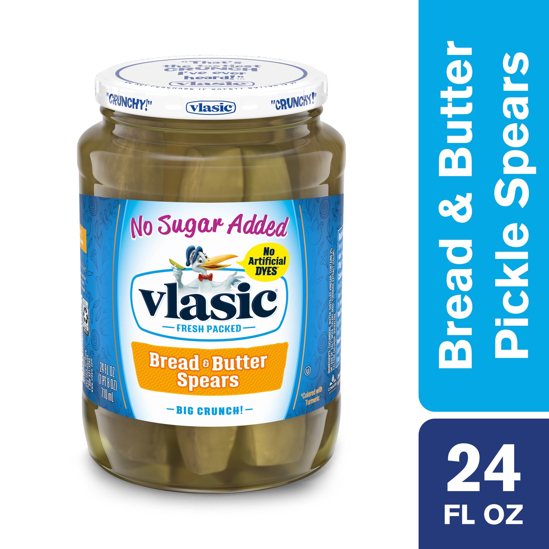 slide 1 of 5, Vlasic No Sugar Added Bread and Butter Spears Pickles 24 fl oz, 24 fl oz