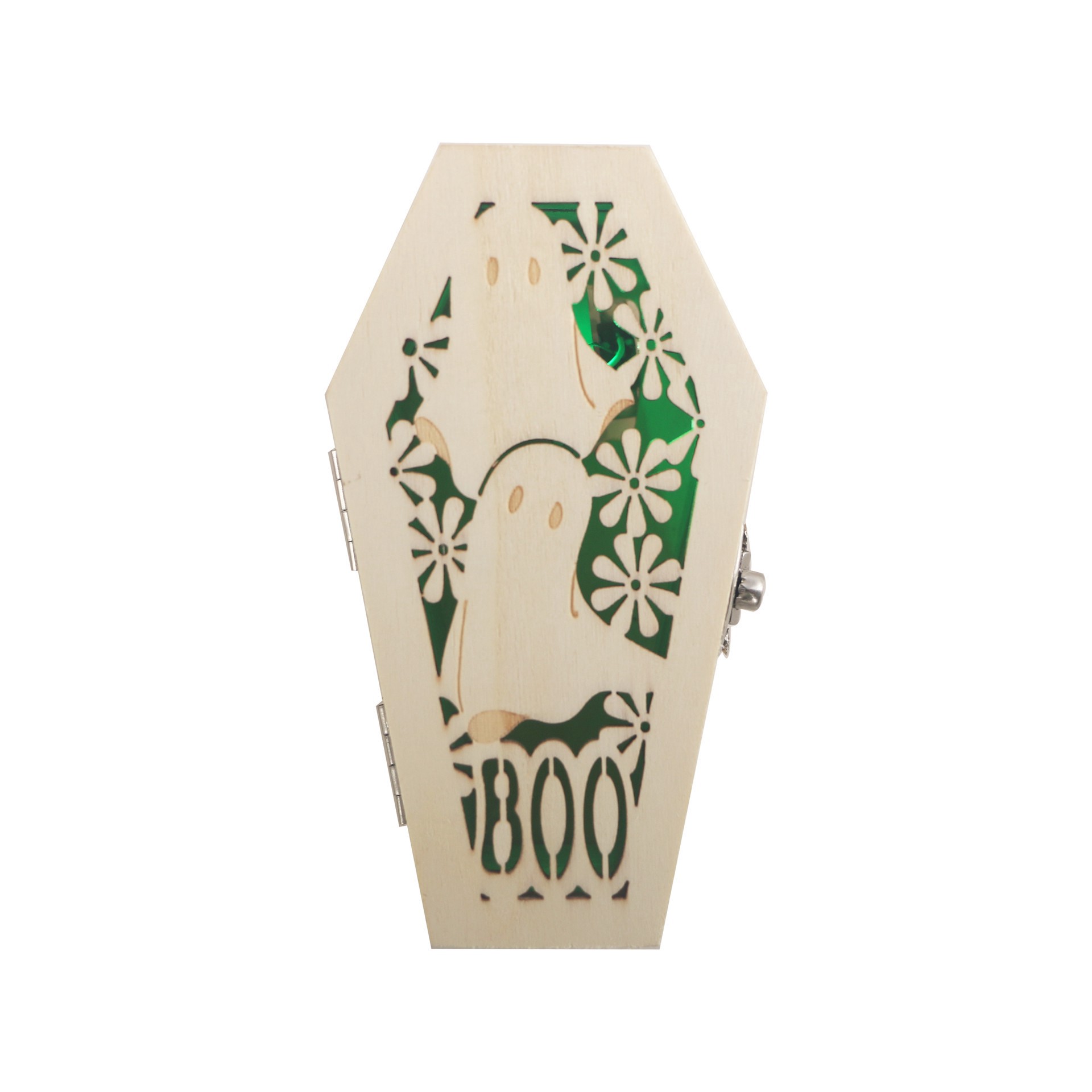 slide 3 of 4, Mini Ghosts Coffin Diy Led Wood Decor By Make Market, 2.3 in x 1.5 in x 4.4 in