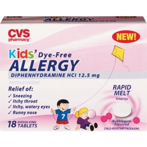 slide 1 of 1, CVS Health Kids Dye-Free Allergy Dissolving Tablets, 18 ct
