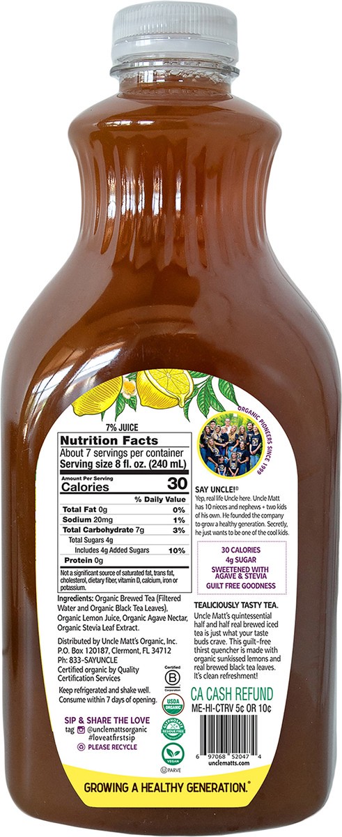 slide 7 of 11, Uncle Matt's Organic Half and Half Black Tea Lemonade, 52 fl oz