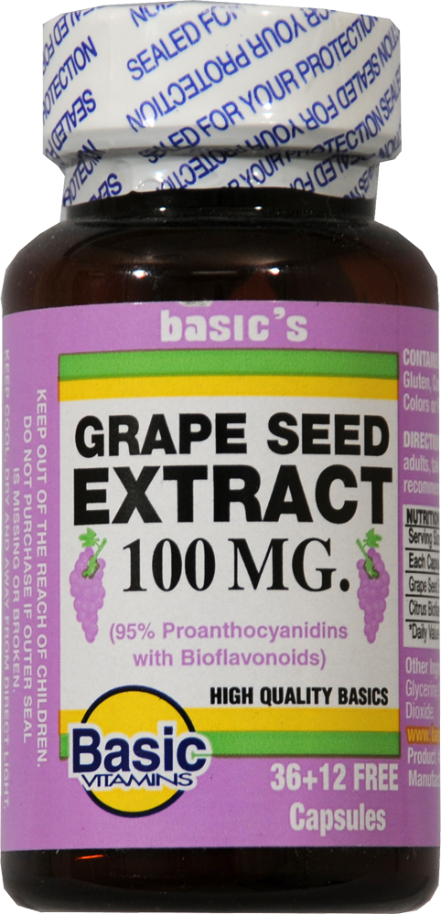 slide 1 of 1, Basic Grape Seed Extract Capsules 100Mg, 48 ct