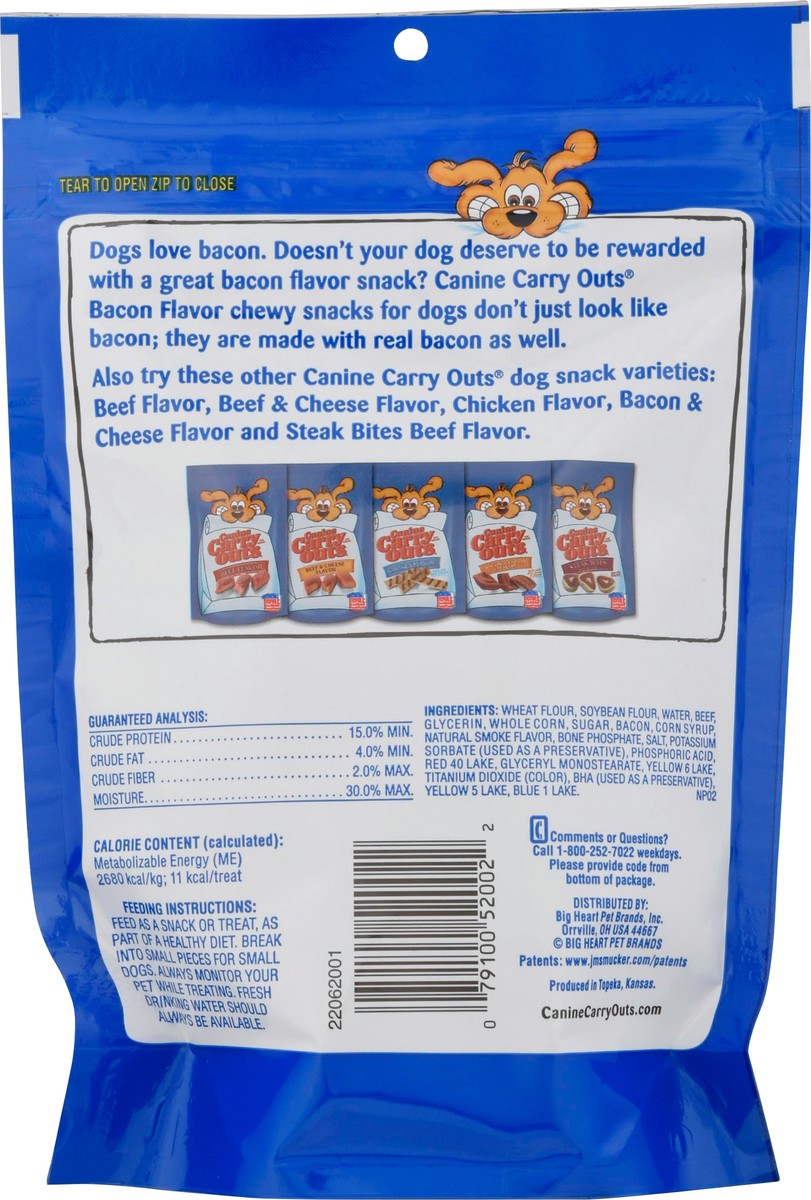 slide 7 of 9, Canine Carry Outs Bacon Flavor Dog Treats, 4.5 oz Bag, 4.5 oz