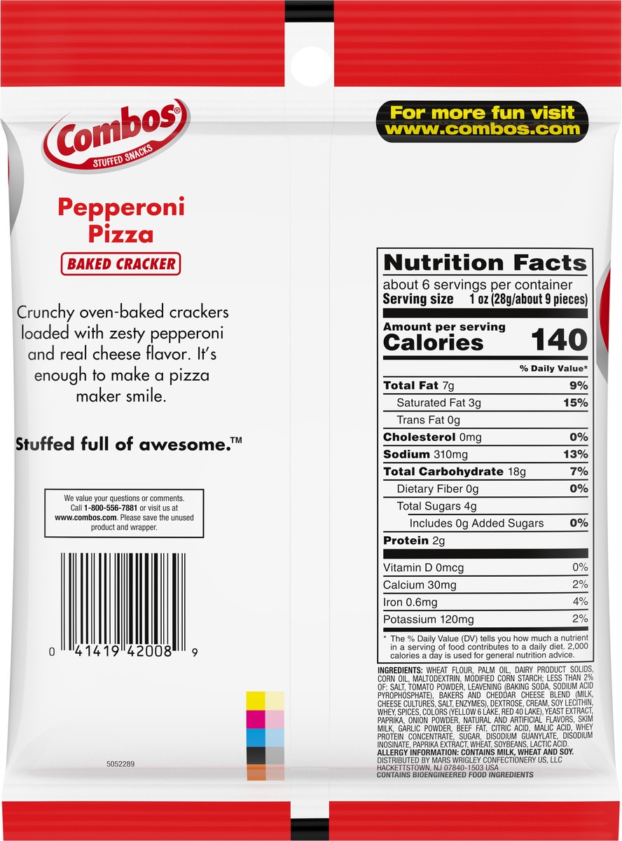 slide 5 of 7, Combos® pepperoni pizza baked cracker, 6.3 oz