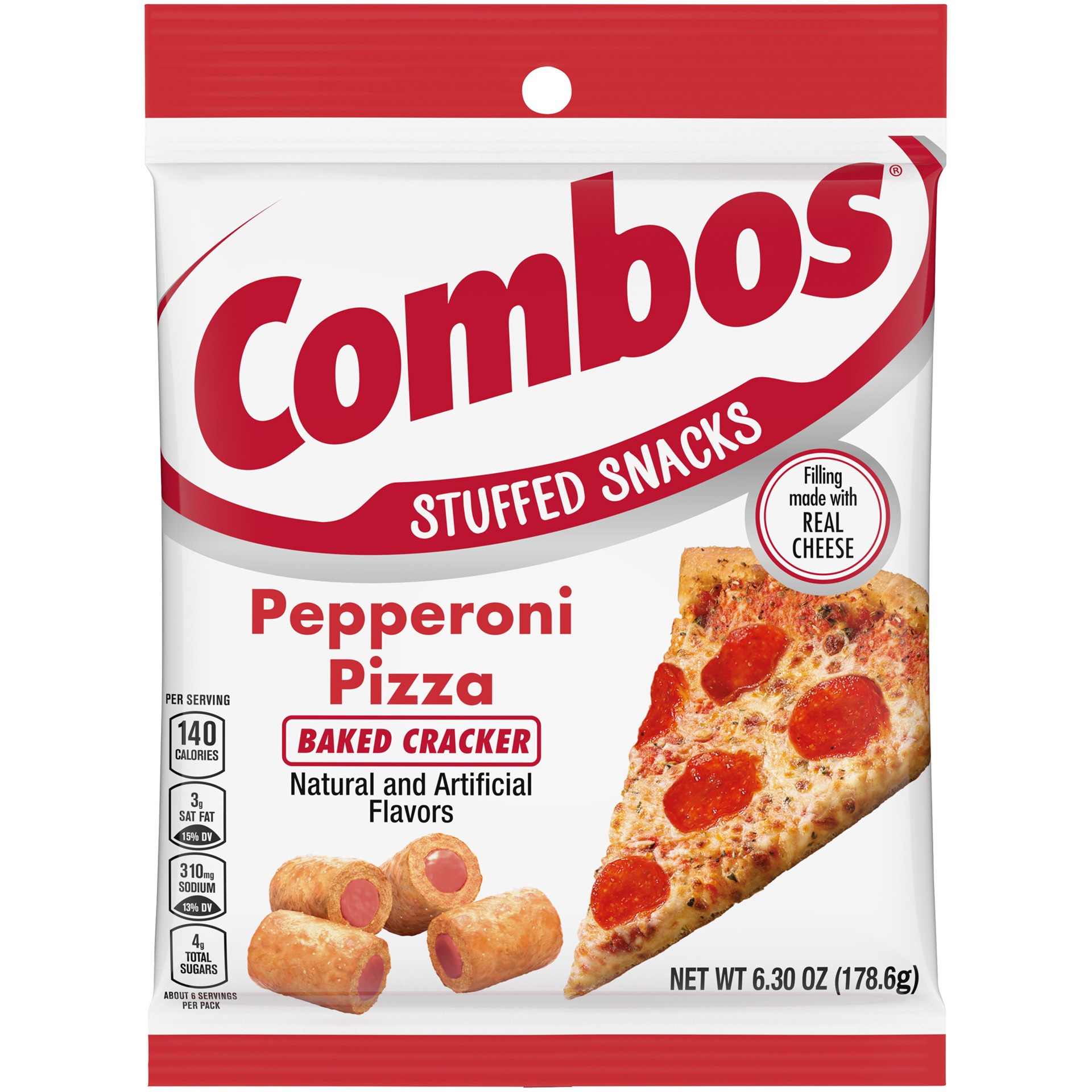 slide 1 of 7, Combos® pepperoni pizza baked cracker, 6.3 oz