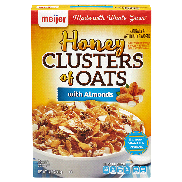 slide 1 of 1, Meijer Honey Clusters of Oats with Almonds, 14.5 oz