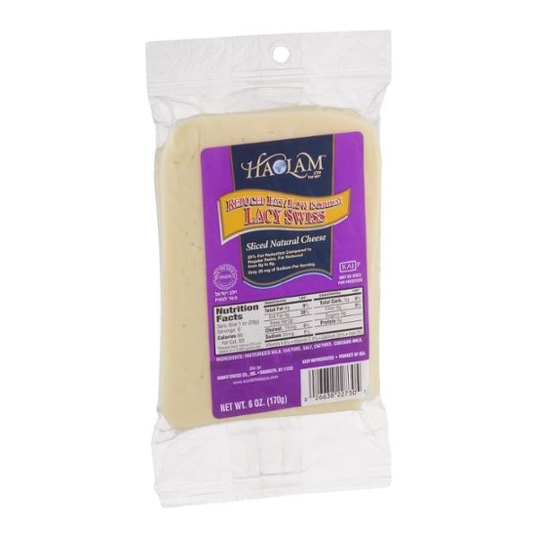slide 1 of 1, Haolam Lacy Swiss Reduced Fat Low Sodium Sliced Cheese, 6 oz
