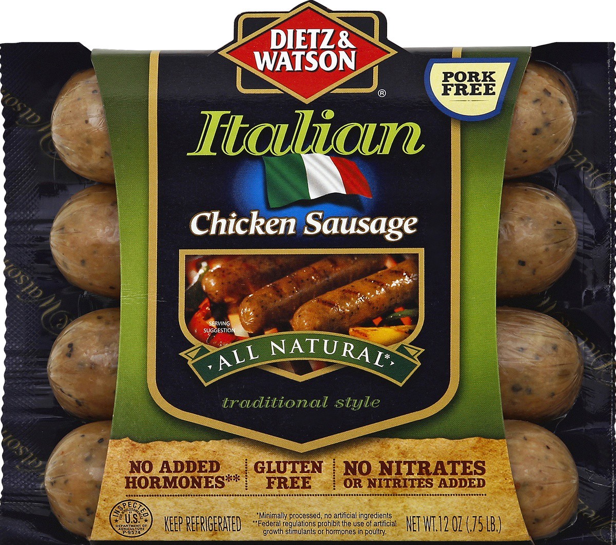 slide 3 of 5, Dietz & Watson Chicken Sausage Italian, 12 oz