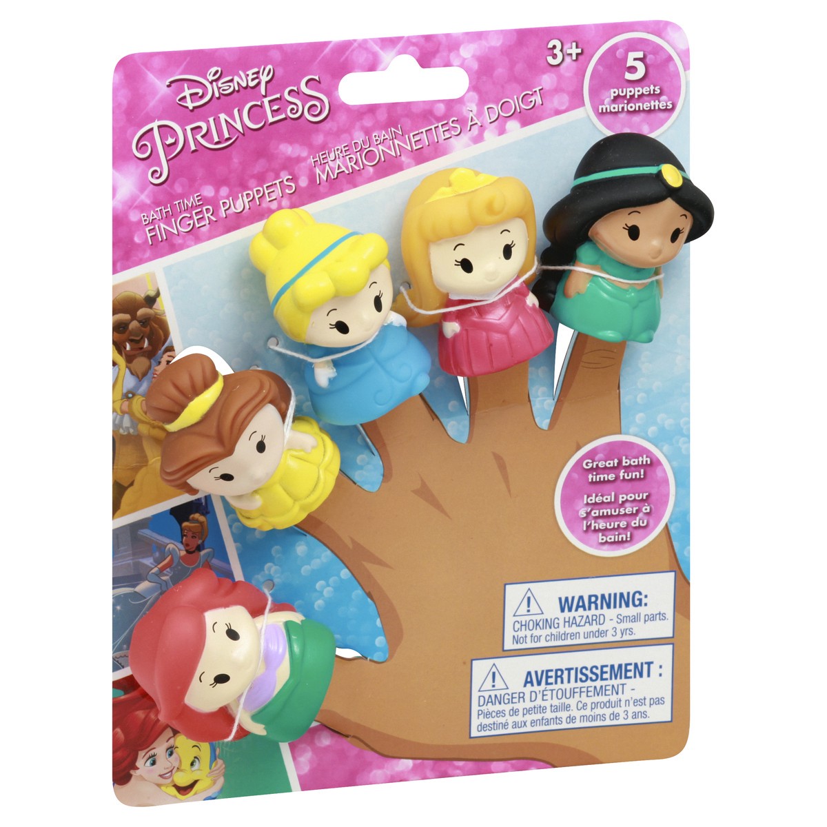 slide 6 of 9, Disney Princess 3+ Bath Time Finger Puppets 5 ea, 5 ct