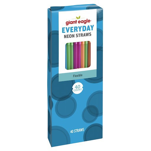 slide 1 of 1, Giant Eagle Neon Flexible Straws, 40 ct