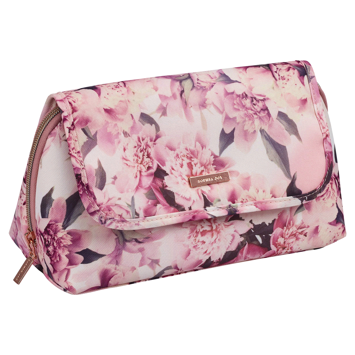 slide 1 of 5, Sophia Joy Floral Makeup Bag, 1 ct