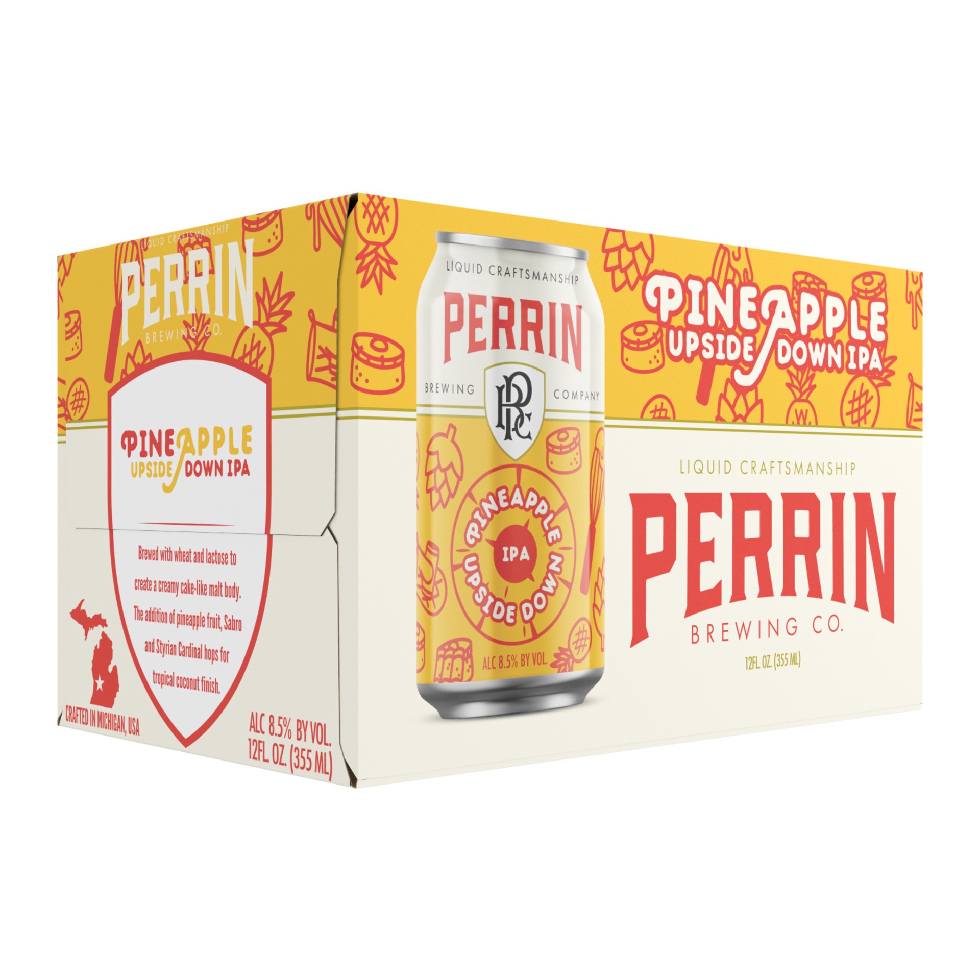 slide 5 of 6, Perrin Brewing Company Pineapple Upside Down IPA 6 Pack 12 fl oz Can, 6 ct