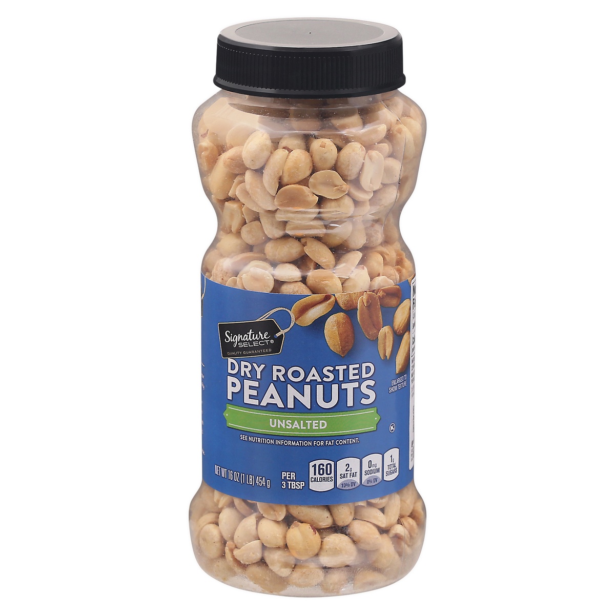 slide 1 of 9, Signature Select Dry Roasted Unsalted Peanuts 16 oz, 