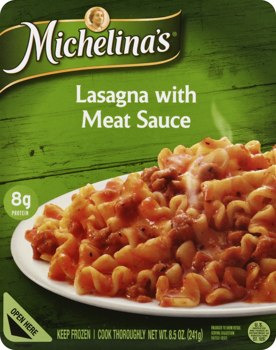 slide 1 of 9, Michelina's Lasagna with Meat Sauce 8.5 Oz. (Frozen), 8.5 oz