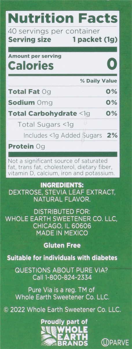 slide 3 of 15, Pure Via Stevia 40 Packets, 40 ct