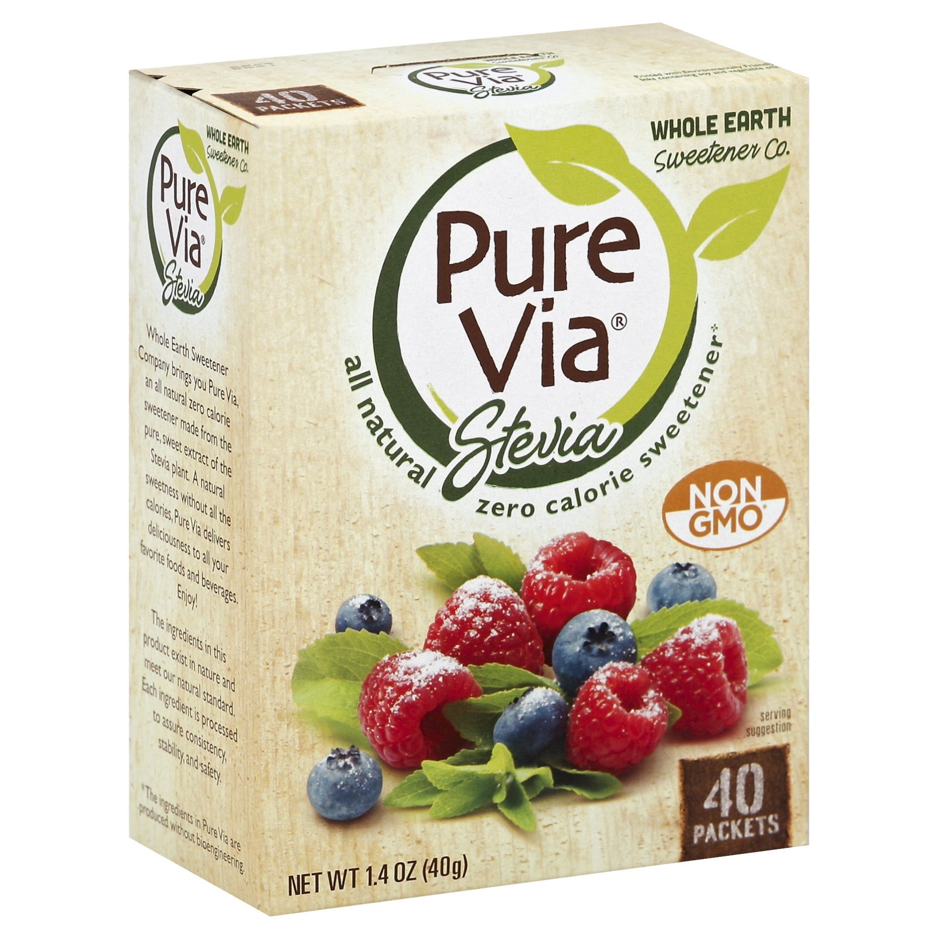 slide 1 of 15, Pure Via Stevia 40 Packets, 40 ct