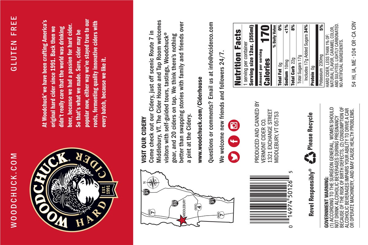 slide 10 of 10, Woodchuck Hard Cider - Amber 6 Pack, 12oz Can, 6 ct; 12 oz