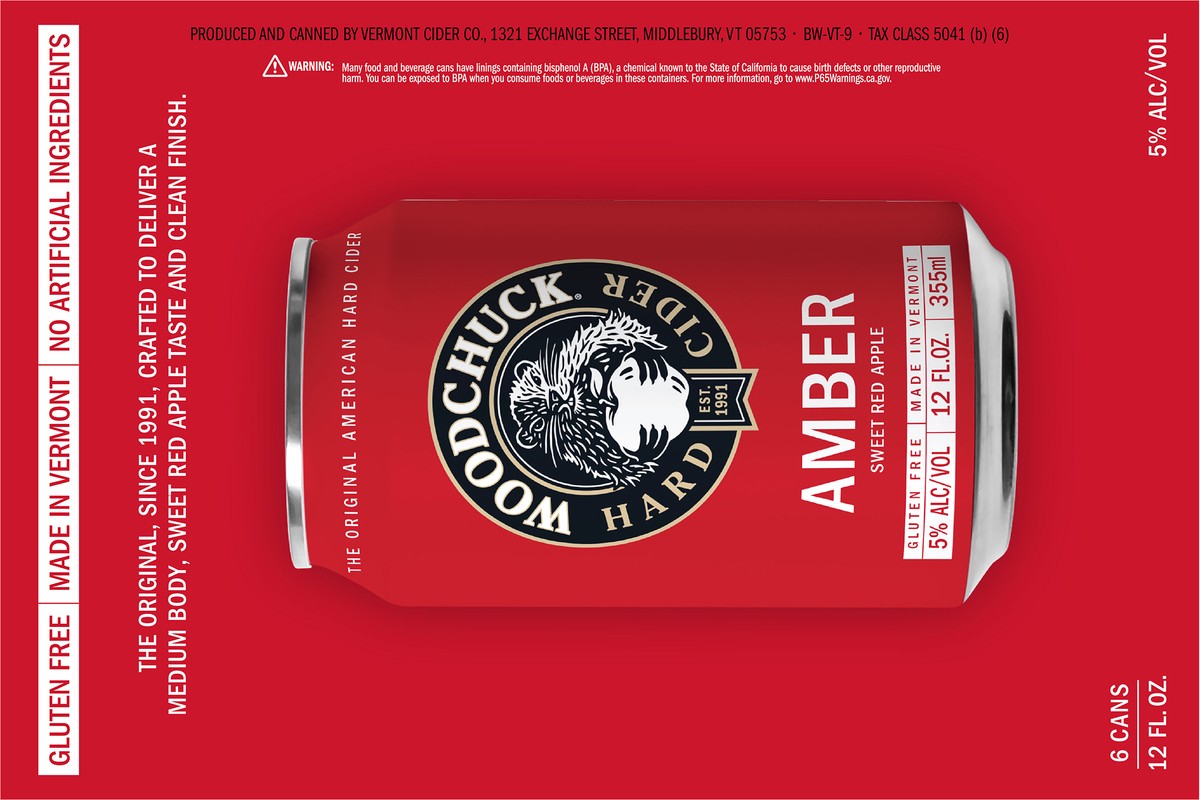 slide 4 of 10, Woodchuck Hard Cider - Amber 6 Pack, 12oz Can, 6 ct; 12 oz