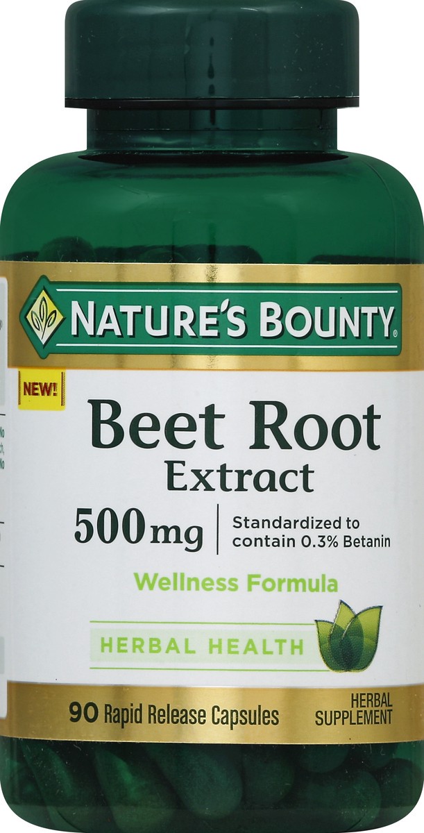 slide 5 of 6, Nature's Bounty Beet Root Extract 500 Mg Rapid Release Capsules, 90 ct
