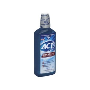 slide 1 of 1, ACT Braces Care Anticavity Fluoride Mouthwash Clean Mint, 18 oz