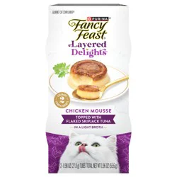 Purina Fancy Feast Layered Delights Chicken Mousse Topped With Flaked Skipjack Tuna Gourmet Wet Cat Treats - 1.96 oz. Cup