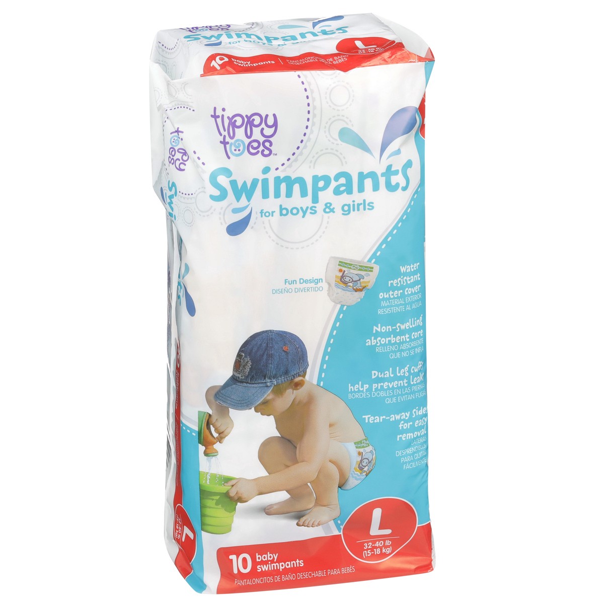 slide 2 of 8, Tippy Toes Swim Pants, Large-Tippy Toes, 10 ct