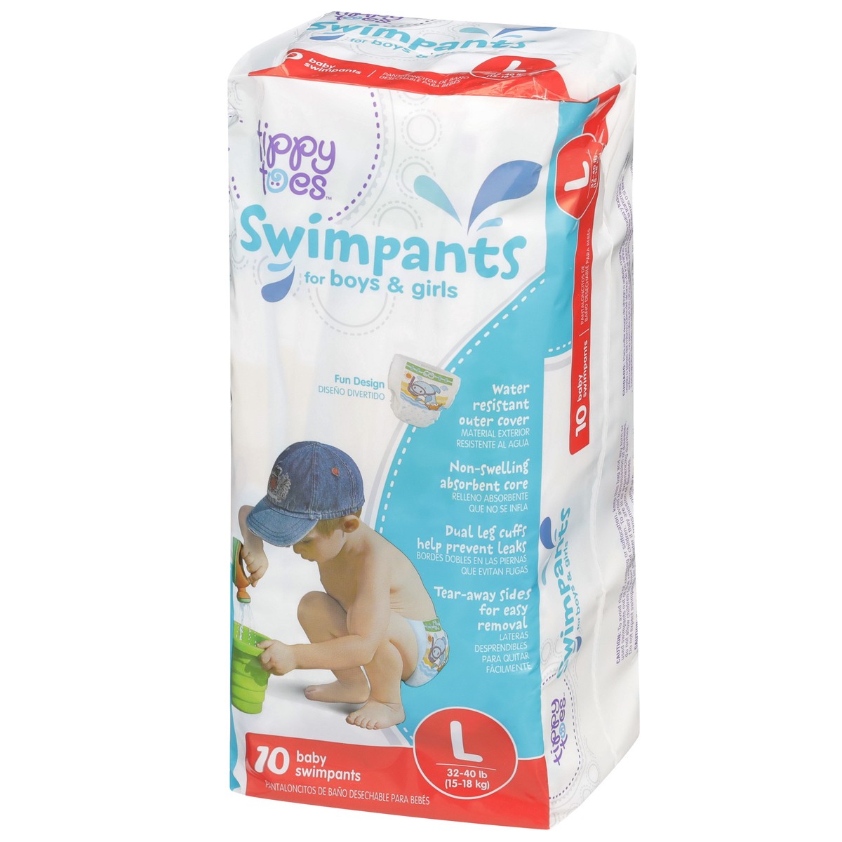 slide 3 of 8, Tippy Toes Swim Pants, Large-Tippy Toes, 10 ct