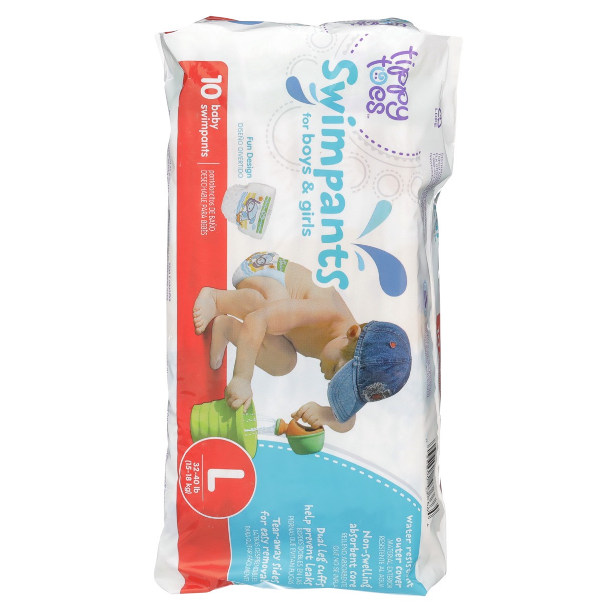 slide 8 of 8, Tippy Toes Swim Pants, Large-Tippy Toes, 10 ct