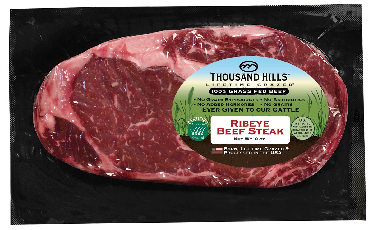 slide 1 of 1, Thousand Hills Grass Fed Ribeye Steak, 8 oz