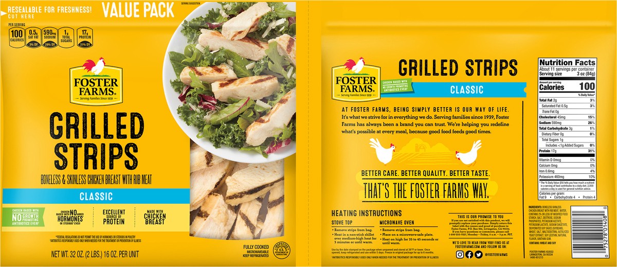 slide 3 of 9, Foster Farms Chicken Strips, 32 oz