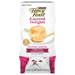 Purina Fancy Feast Layered Delights Chicken Mousse Topped With Flaked Salmon Gourmet Wet Cat Treats - 1.96 oz. Cup