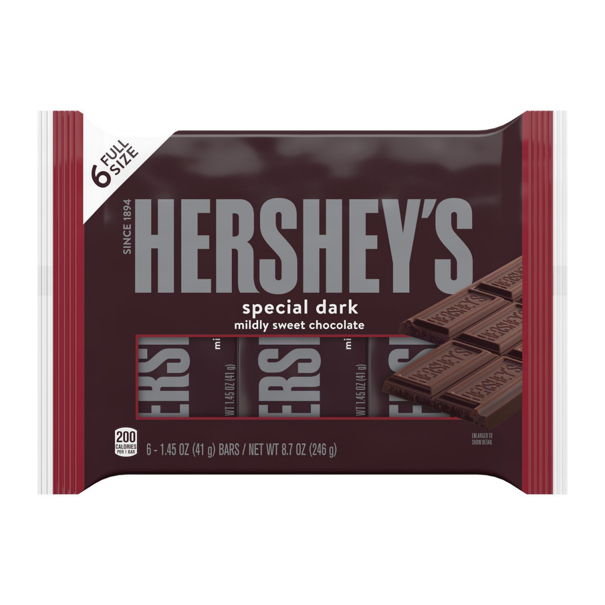 slide 1 of 2, Hershey's SPECIAL DARK Mildly Sweet Chocolate Candy Bars, 1.45 oz (6 Count), 1.45 oz