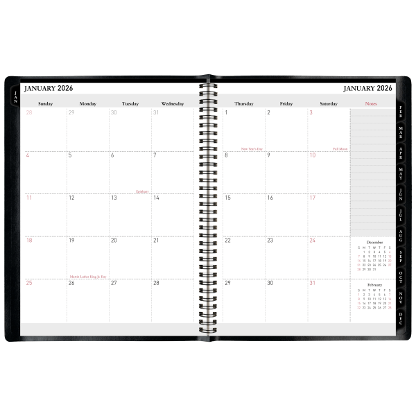 slide 5 of 7, Office Depot Brand Weekly Monthly Planner, 8"" x 11"", Black, January 2026 to December 2026, OD71080026, 1 ct