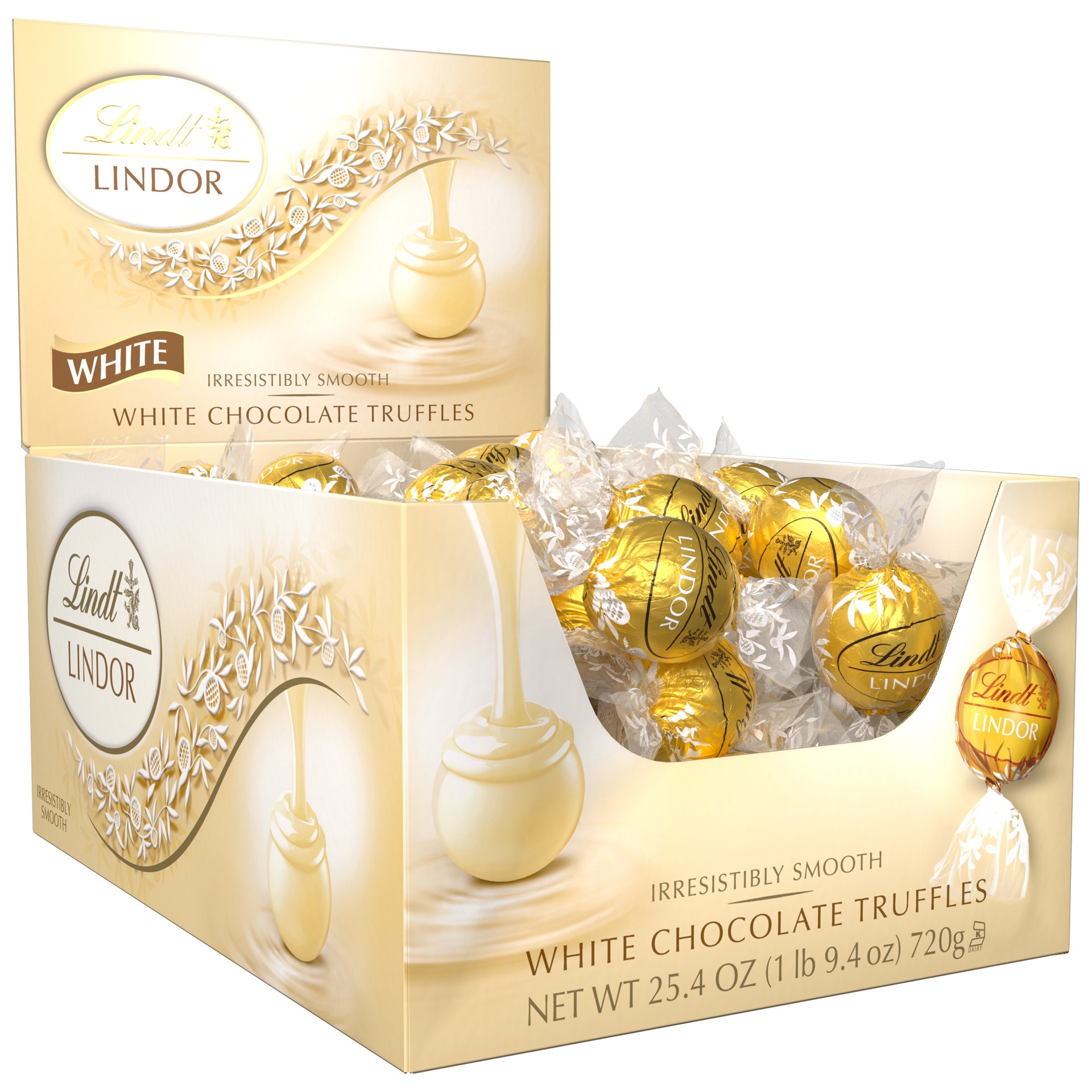 slide 1 of 2, Lindt LINDOR White Chocolate Candy Truffles, Chocolates with Smooth, Melting Truffle Center, 25.4 oz., 60 Count, 25.4 fl oz