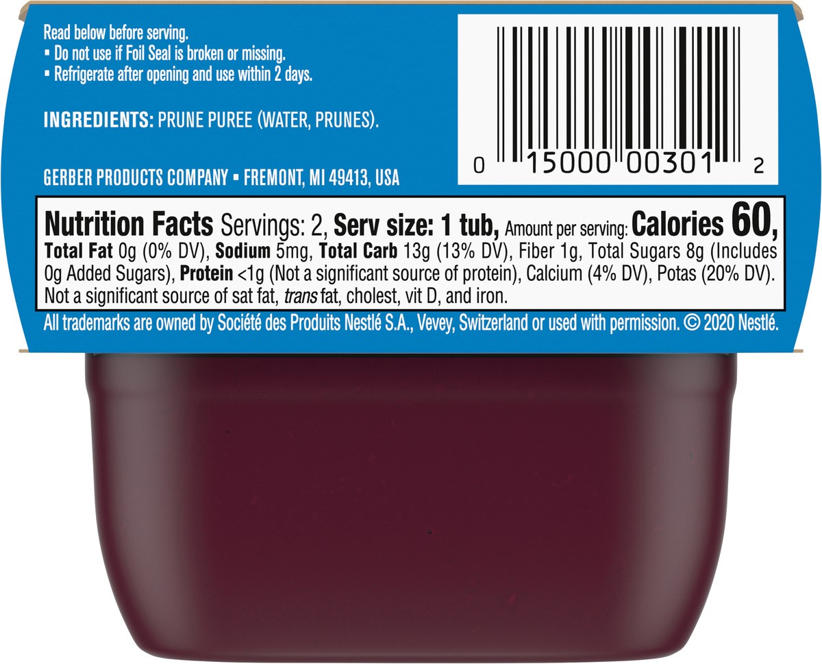 slide 8 of 9, Gerber 1st Foods Natural for Baby Prune Baby Food, 2-2 oz. Tubs, 2 ct