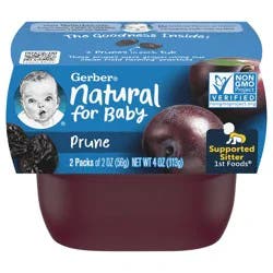 Gerber Stage 1 Baby Food, Prune Puree Tubs, Baby Puree, 2PK