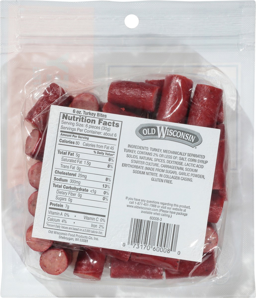 slide 2 of 7, Old Wisconsin Turkey Sausage Snack Bites 6 oz. Pouch, 6 oz