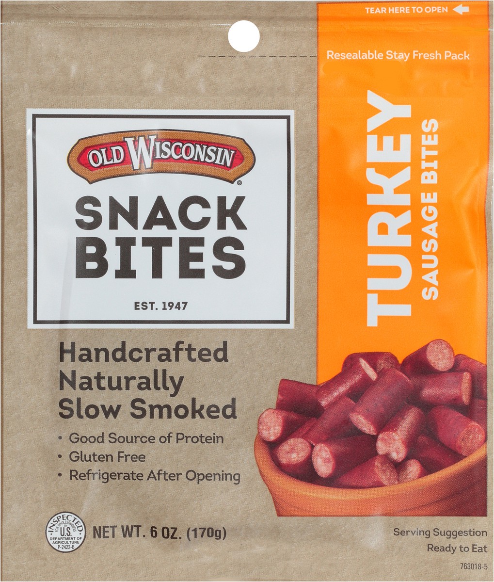slide 3 of 7, Old Wisconsin Turkey Sausage Snack Bites 6 oz. Pouch, 6 oz