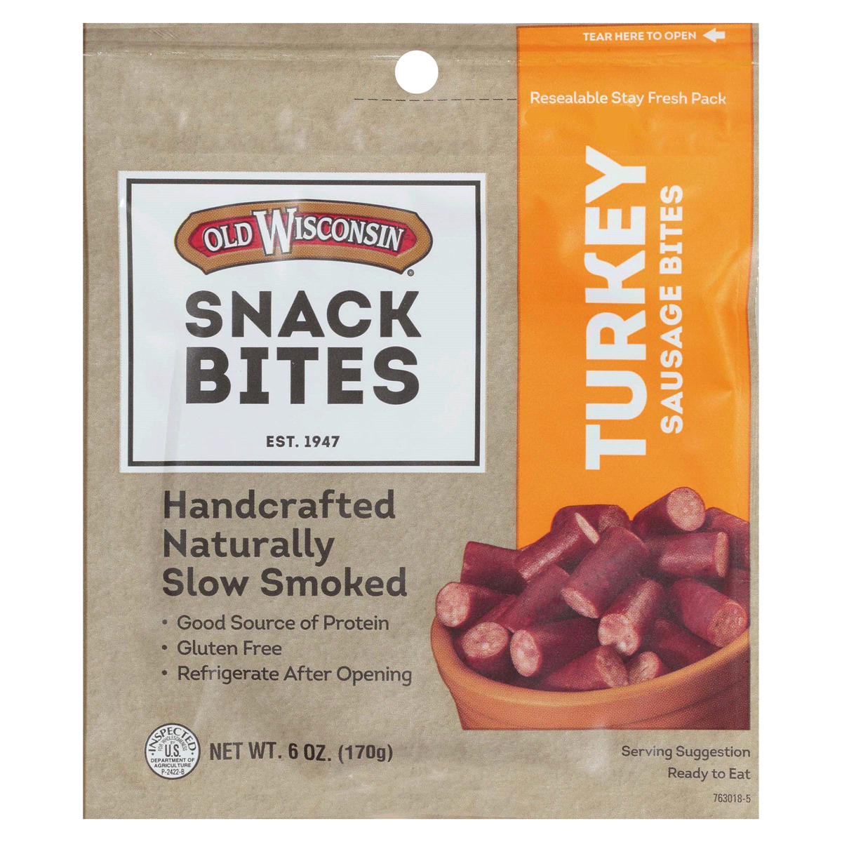 slide 1 of 6, Old Wisconsin Turkey Sausage Snack Bites 6 oz. Pouch, 6 oz