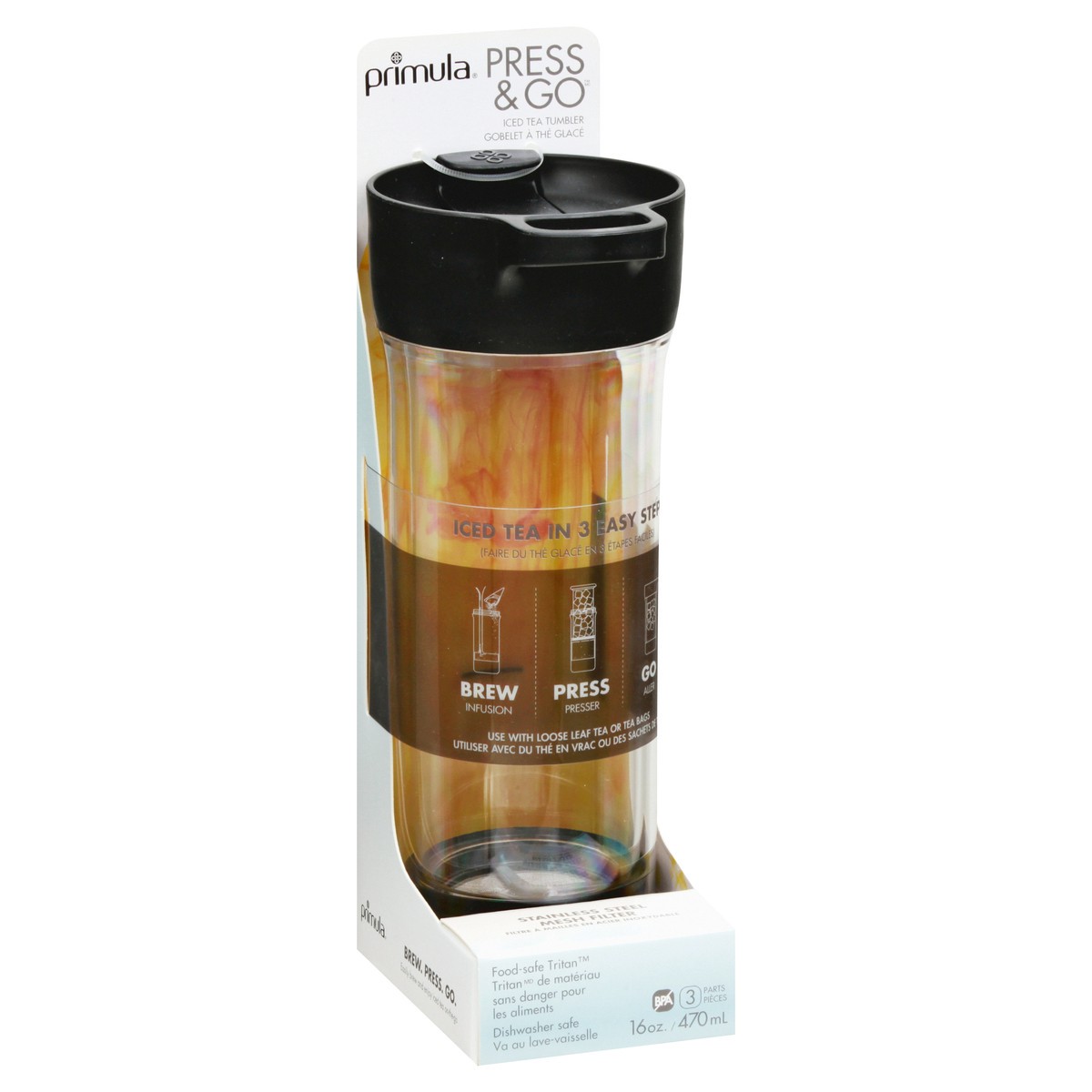 slide 10 of 10, Primula Press & Go 16 Ounce Black Iced Tea Tumbler 1 ea, 1 ct