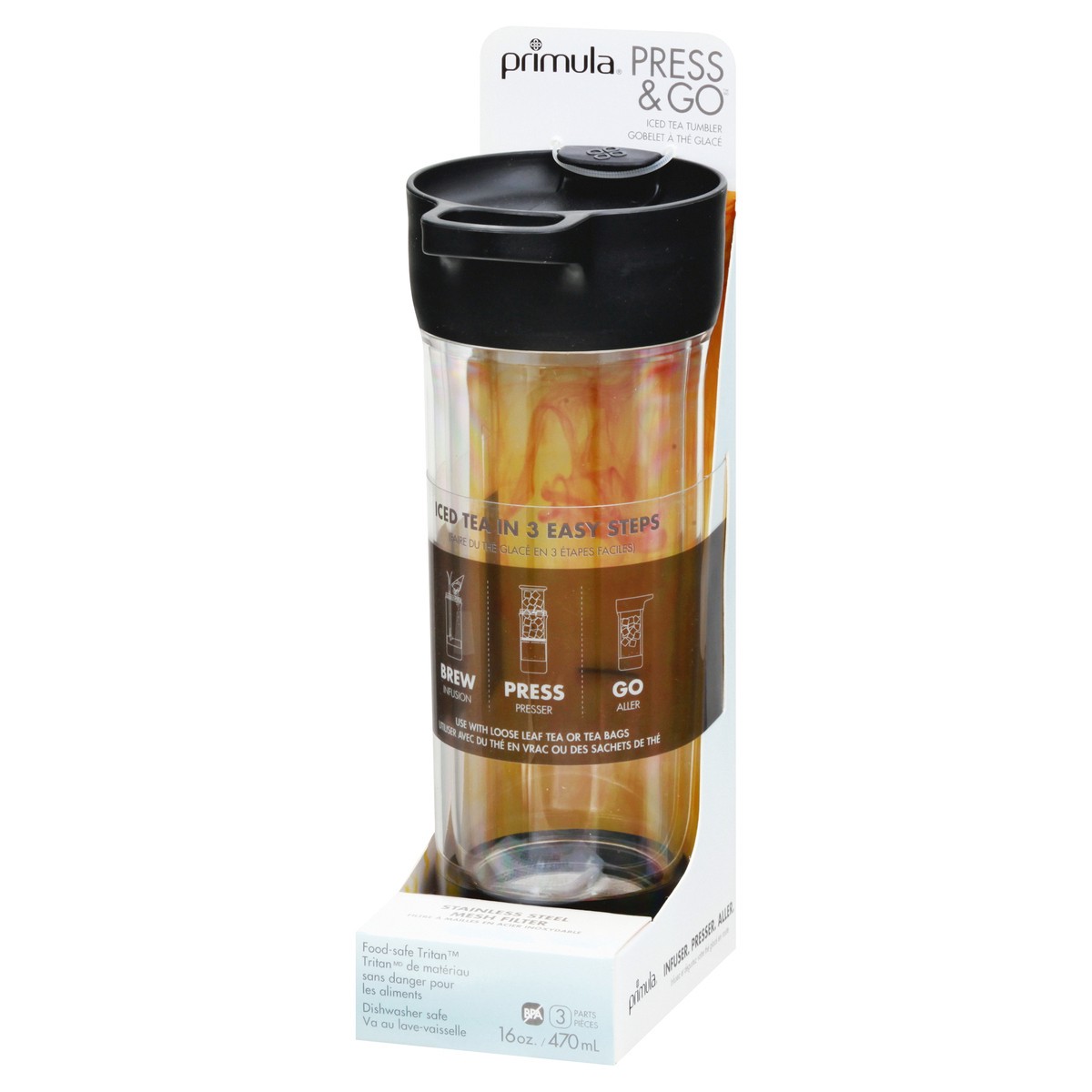 slide 8 of 10, Primula Press & Go 16 Ounce Black Iced Tea Tumbler 1 ea, 1 ct