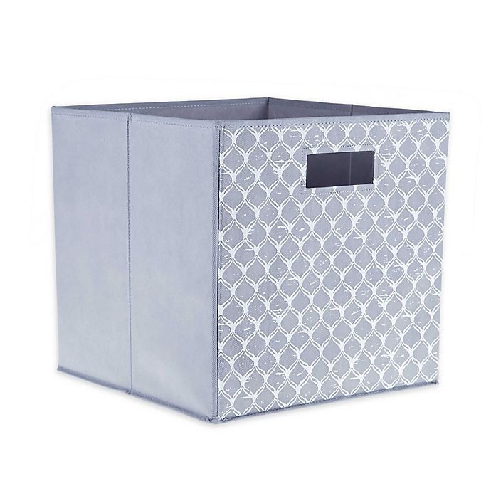 slide 1 of 1, ORG Capri Ogee Blush Square Collapsible Storage Bin - White/Grey, 13 in