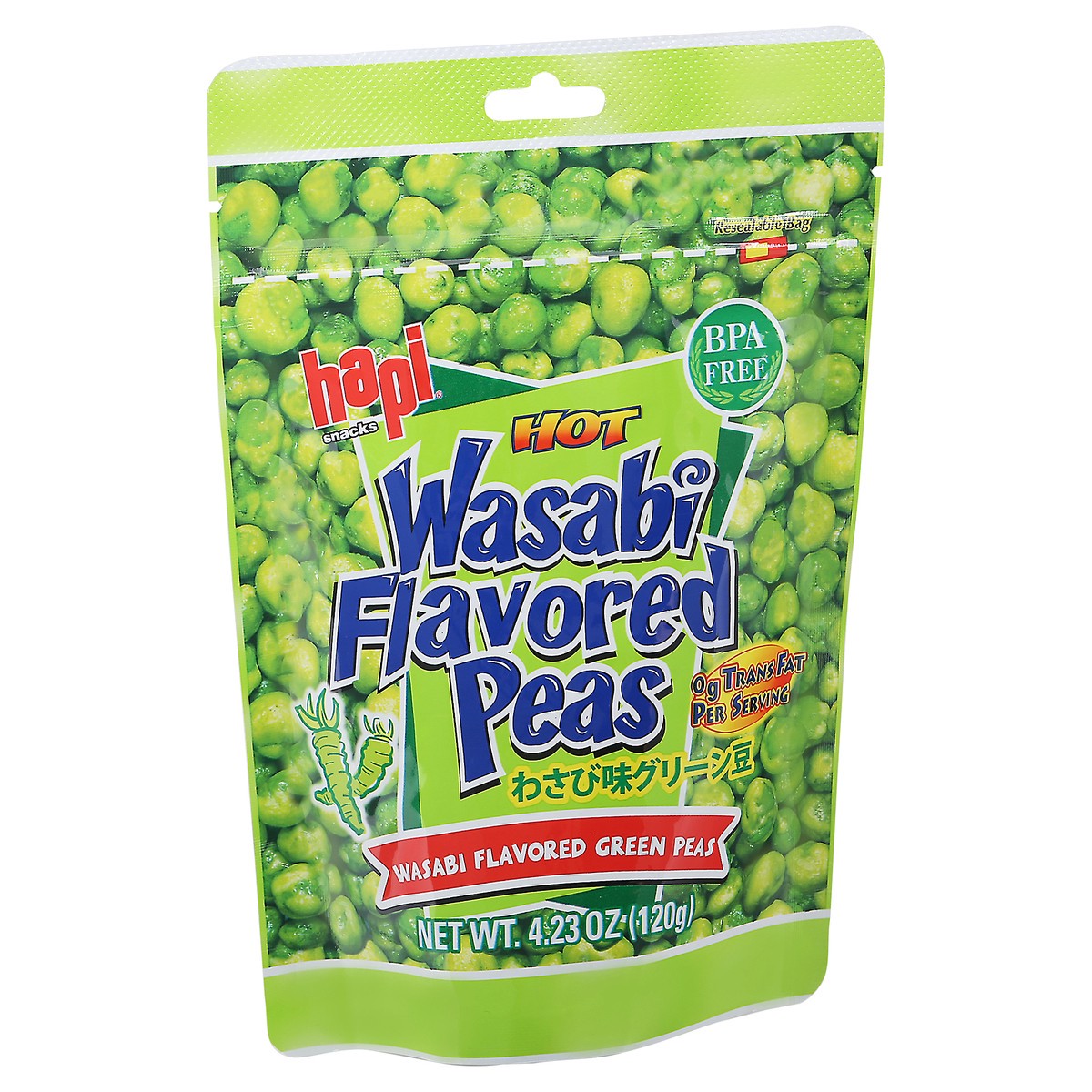 slide 2 of 9, Hapi Hot Wasabi Peas, 4.23 oz