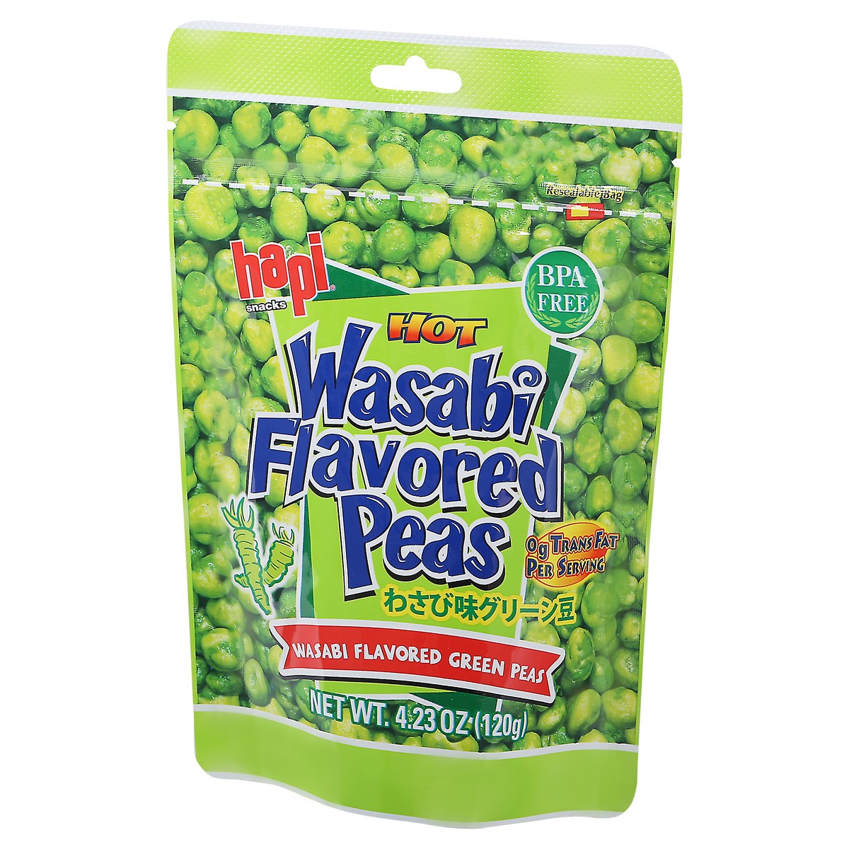 slide 5 of 9, Hapi Hot Wasabi Peas, 4.23 oz