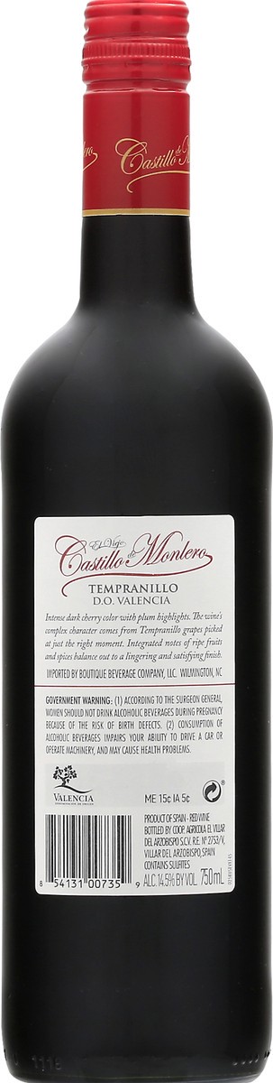 slide 2 of 11, Castillo de Monlero 2019 DO Valencia Tempranillo 750 ml, 750 ml