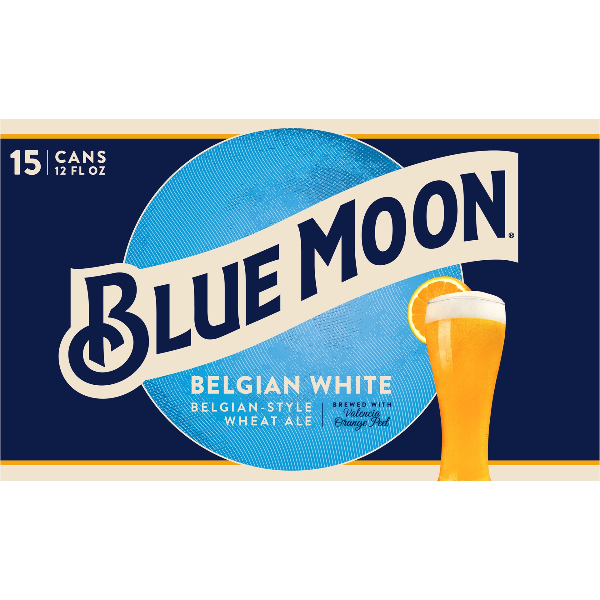 slide 4 of 4, Blue Moon Belgian White Wheat Ale, 5.4% ABV, 15-pack, 12-oz. beer cans, 12 oz